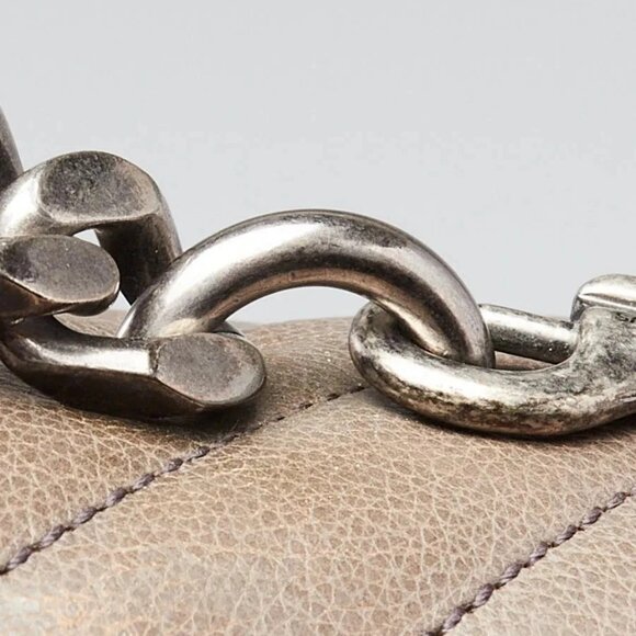 Yves Saint Laurent Grey Chevron Quilted Leather Monogram Large College Bag - Picture 7 of 12